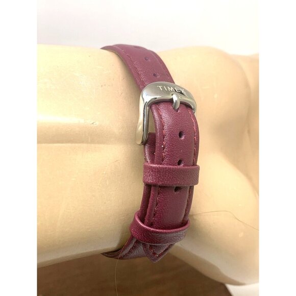Timex Women's Watch TW2V36100 Indiglo Quartz Silver Dial Burgundy Leather 33mm - Picture 11 of 15